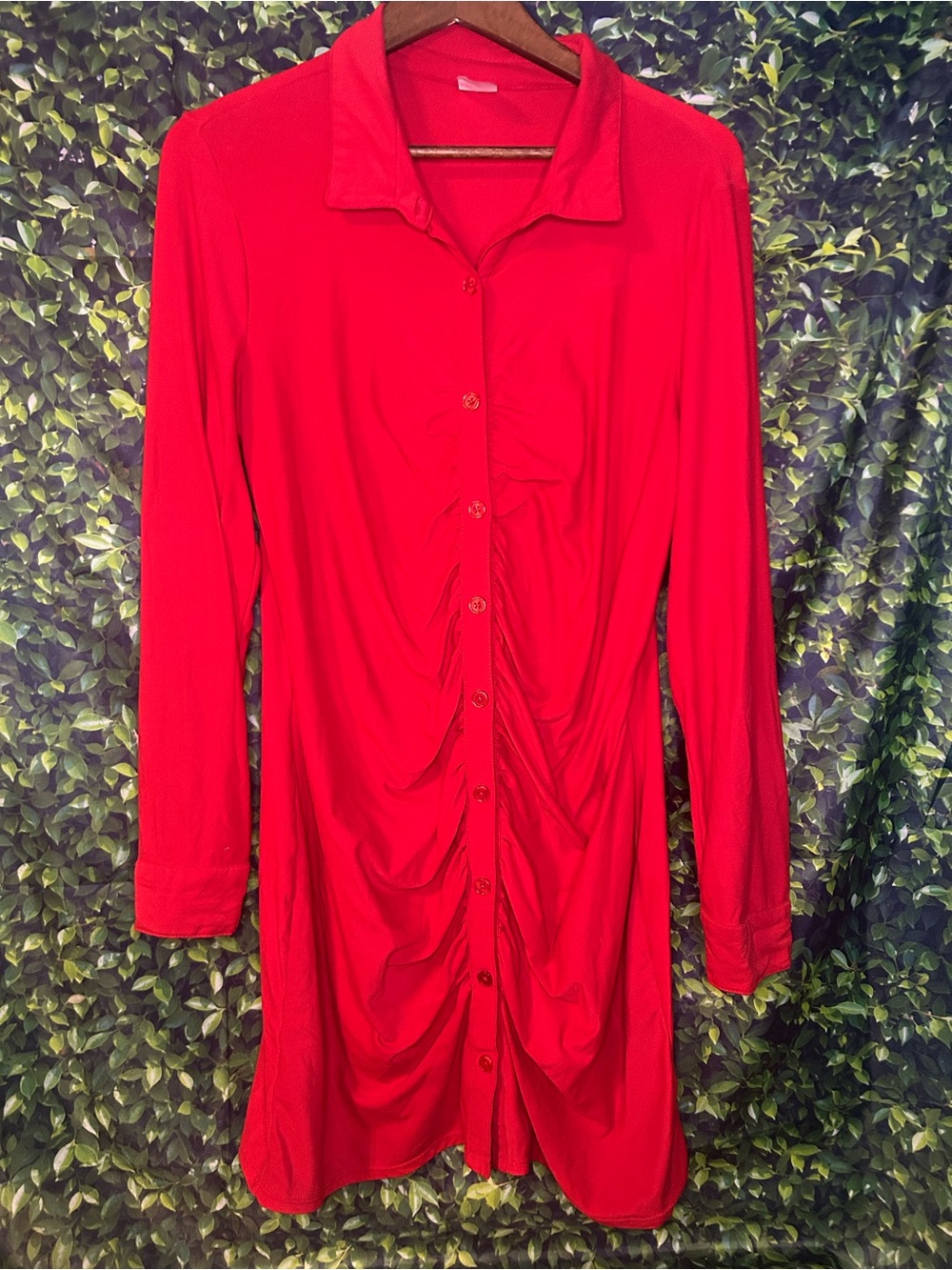 No Boundaries Red Mini Shirt Dress
